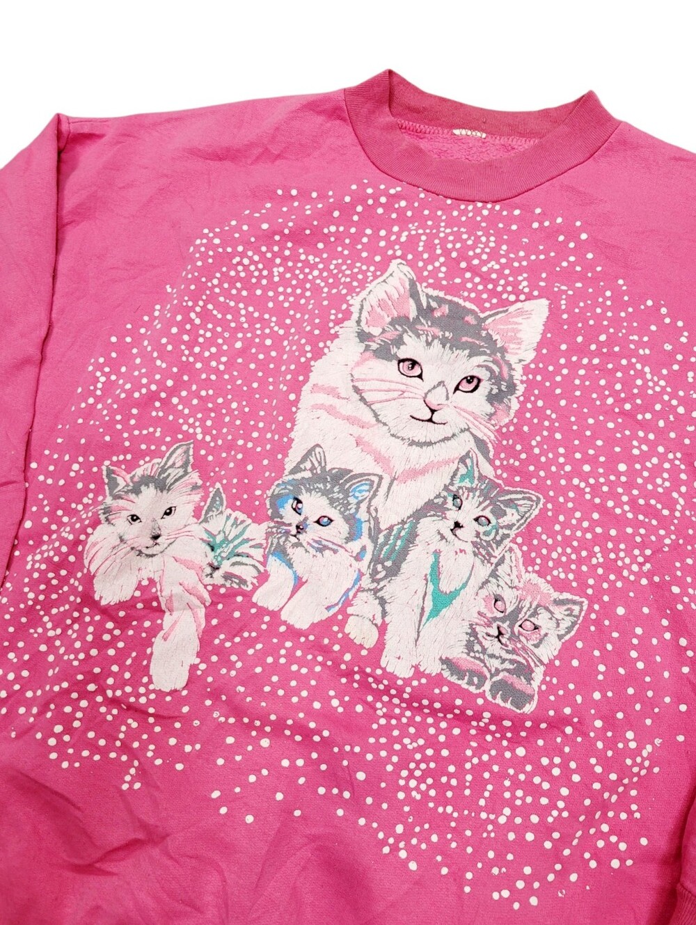 Y2K White Cats Kittens Pink Graphic Sweatshirt Top Size: XL
